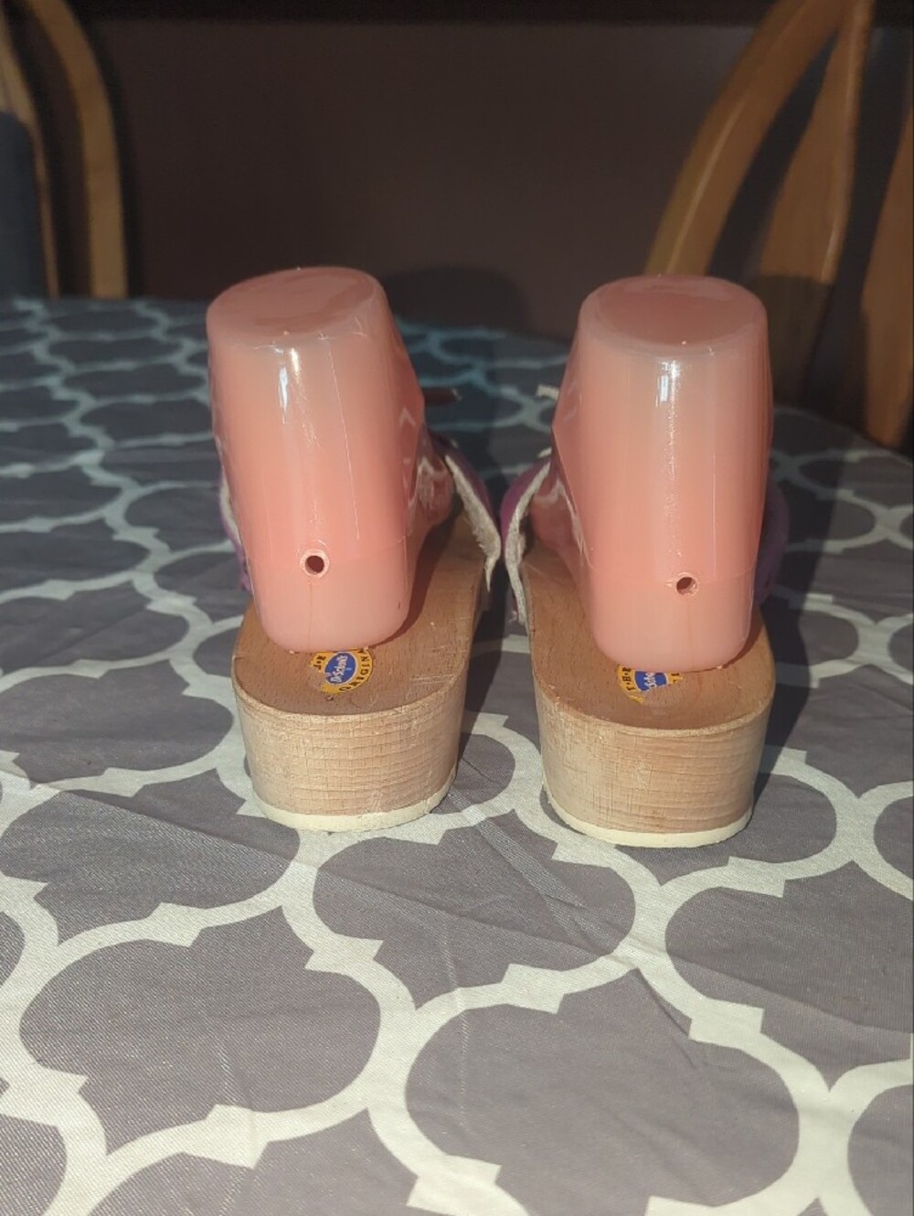 Dr. Scholl's Pink Slide Mules with Gold Buckle - Picture 3 of 5